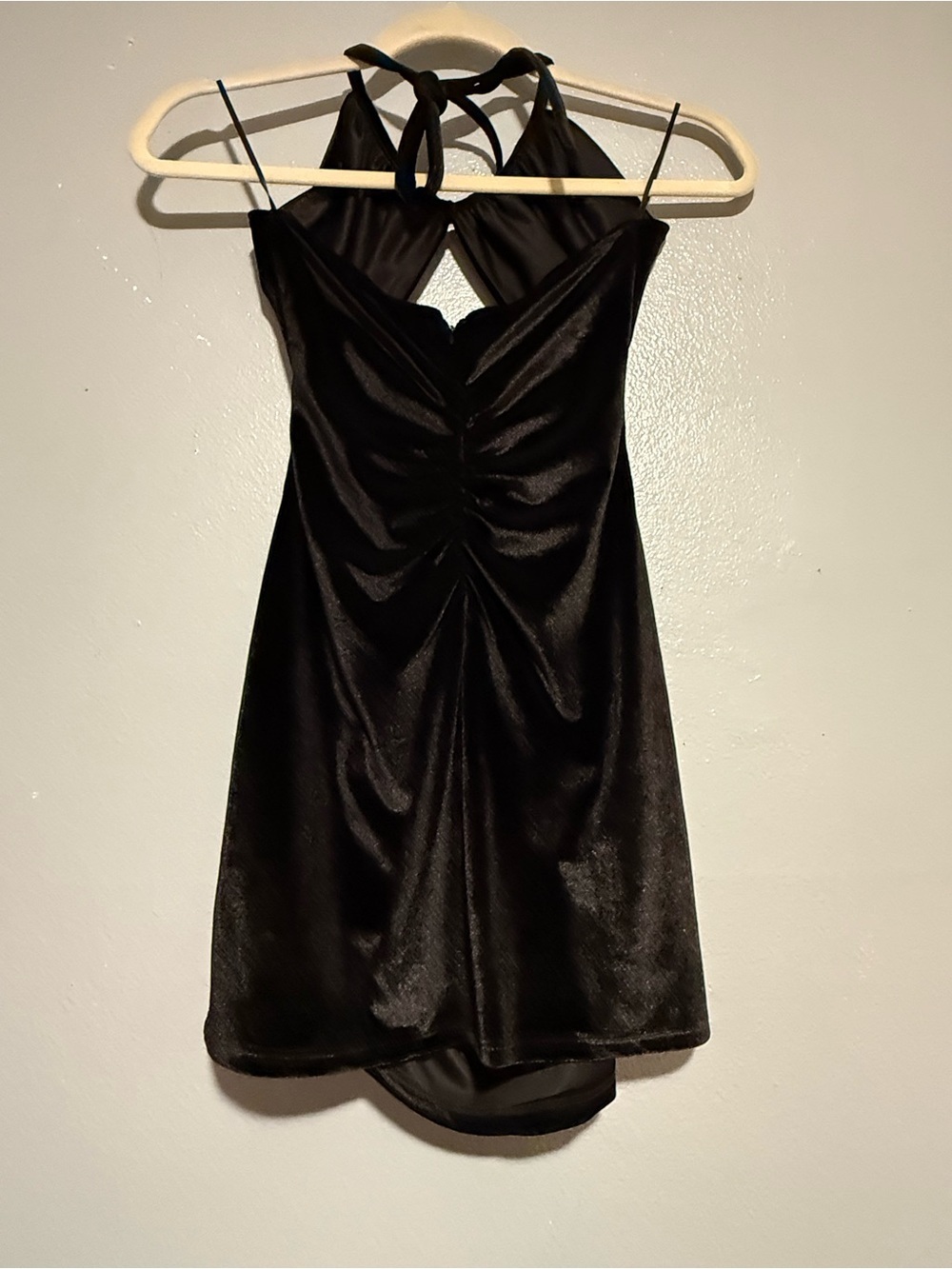 ZARA Black velvet Halter Ruched Mini Dress size XS - Picture 5 of 5